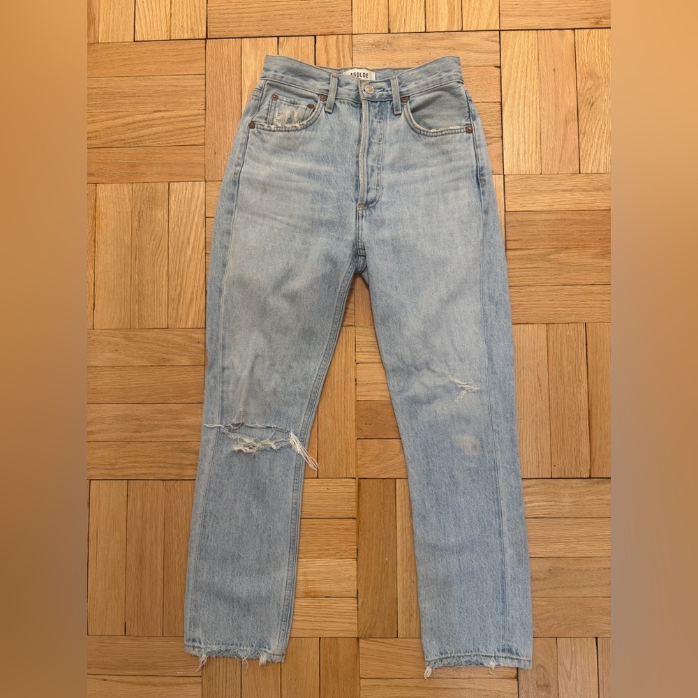 AGOLDE Riley High Rise Straight Crop Size 23 Light Blue